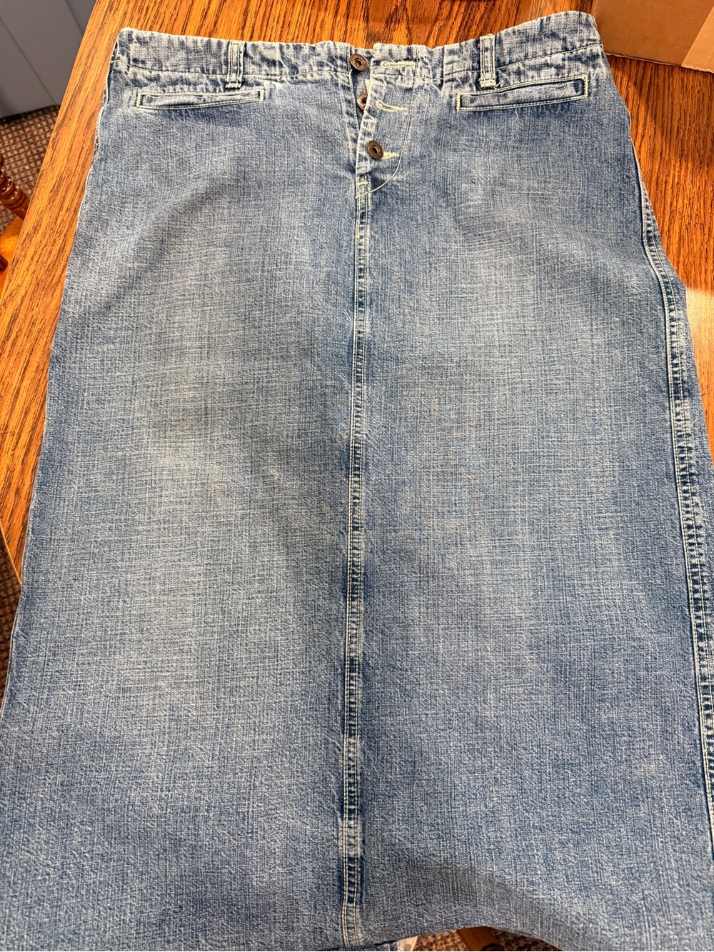 Vintage Lucky Brand Dungarees by Gene Montesano Denim Midi Skirt Waist 12/31